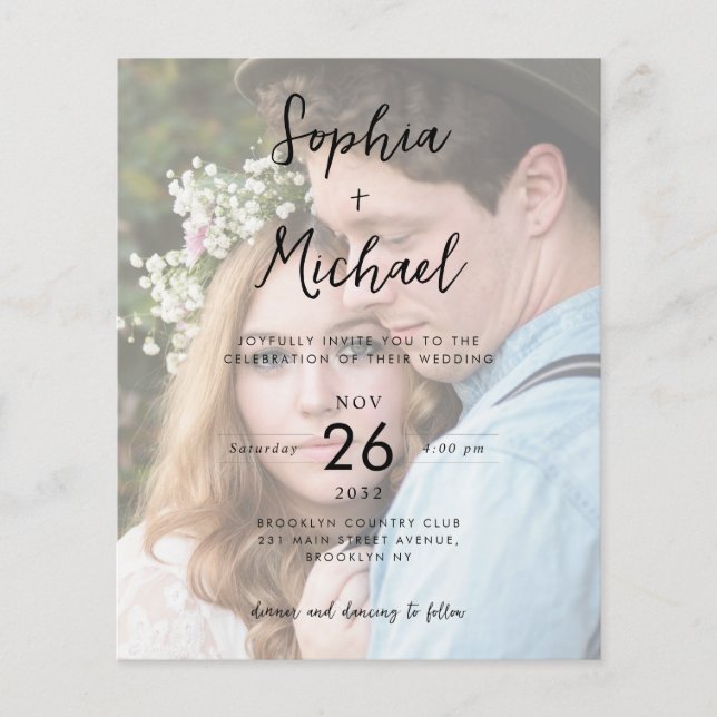 Budget 2 Détails photo QR Website Wedding Invite (Devant)