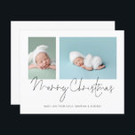 Budget 2 Photo Collage Baby First Christmas<br><div class="desc">Budget 2 Photo Collage Baby First Christmas Card. Un rapport qualité-prix BUDGET alternative sur une taille plus petite 4, 5 x 5, 6" semi-brillant poids 110lbs, qui est d'une épaisseur similaire à une carte postale (cependant ne convient pas à l'utilisation comme carte postale.) VEUILLEZ NOTER qu'il y a UN par...</div>