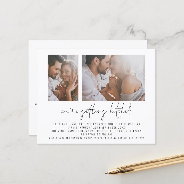 Budget 2 Photo Mariage Code QR Se Marier (Devant/Arrière en situation)