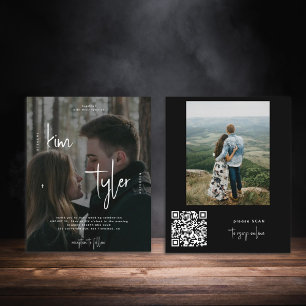 Budget 2 photos faire-part de mariage de script QR