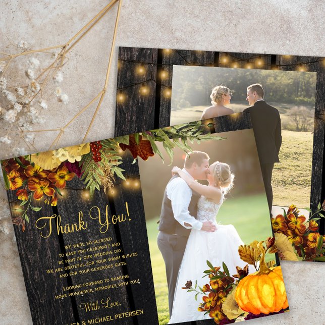 Budget 2 photos rustique remerciement de mariage e (Créateur téléchargé)