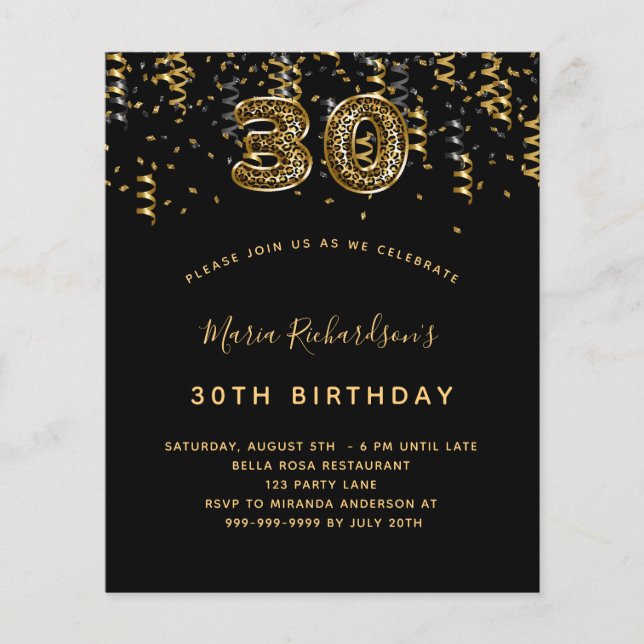 Budget 30e anniversaire de la fête léopard d'or no (Devant)