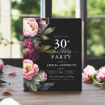 Budget 30e anniversaire Moody Floral Invitation<br><div class="desc">Célébrez votre jalon avec une invitation moderne moody 30th anniversaire avec de riches fleurs bordeaux et rousses. Ce design élégant allie des tons profonds et dramatiques avec des accents doux et romantiques, parfaits pour créer une atmosphère sophistiquée et accueillante. L'étonnant aménagement fleuri apporte une touche de luxe, tandis que l'aménagement...</div>