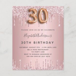 Budget 30e anniversaire rose poussiéreux gouttes d