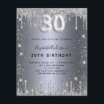Budget 30th birthday silver glitter invitation<br><div class="desc">A modern,  stylish and glamorous invitation for a 30th birthday party.  A faux silver looking background,  decorated with glitter dust.    Personalize and add your name and party details.  Number 30 is written with a balloon style font,  script.</div>