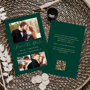 Budget 3-Photo Collage vert QR Code Enregistrer la