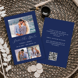 Budget 3-Photo Marine bleu QR Code Enregistrer la