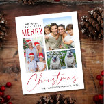 Budget 3 Photo Merry Christmas Holiday Card<br><div class="desc">Budget-friendly holiday greeting card featuring a 3 picture photo photo collage and "We Wish You A Very Merry Christmas" in mix of simple typography and an élégant script. Add the your name and the year.</div>