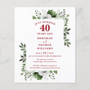 Budget 40e anniversaire du Mariage Invitation flor