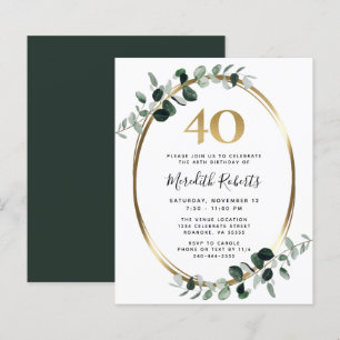 Budget 40e anniversaire Eucalyptus Invitation de l