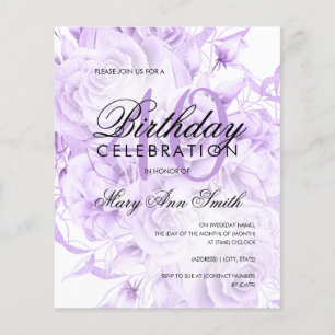 Budget 40e anniversaire Floral Purple Invitation