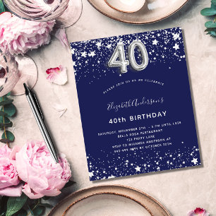 Budget 40e anniversaire marine bleu argent invitat