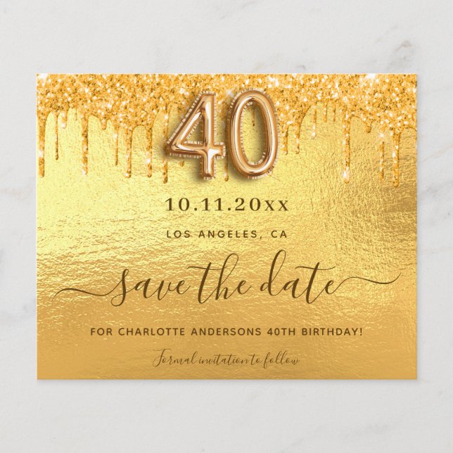 Budget 40e anniversaire parties scintillant or enr (Devant)