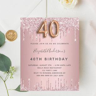 Budget 40e anniversaire rose poussiéreux gouttes d