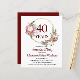Budget 40e anniversaire Surprise Party Invitation