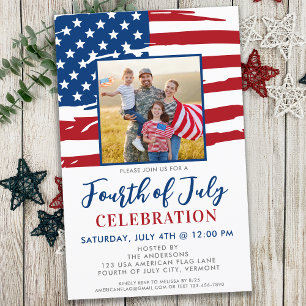 Budget 4 Juillet Famille Photo Invitation