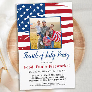 Budget 4 juillet Famille Photo Invitation