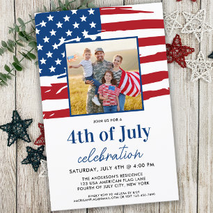 Budget 4 juillet Famille Photo Party Invitation