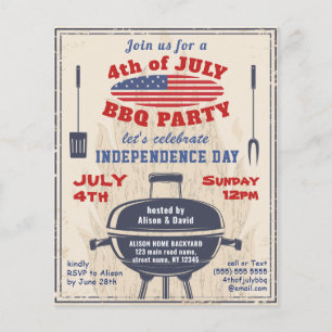 BUDGET 4 juillet Invitation Vintage du parti BBQ