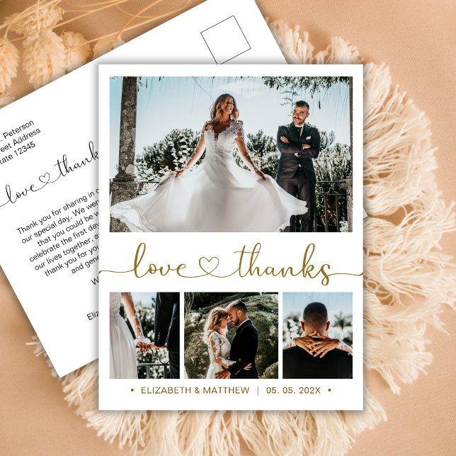 Budget 4 Photo Collage Mariage Merci carte postale (Créateur téléchargé)