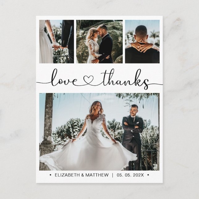 Budget 4 Photo Collage Mariage Merci carte postale (Devant)