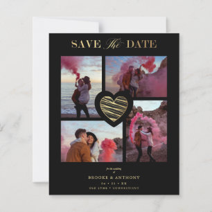 Budget 4 Photos Black Collage Mariage Gold Heart