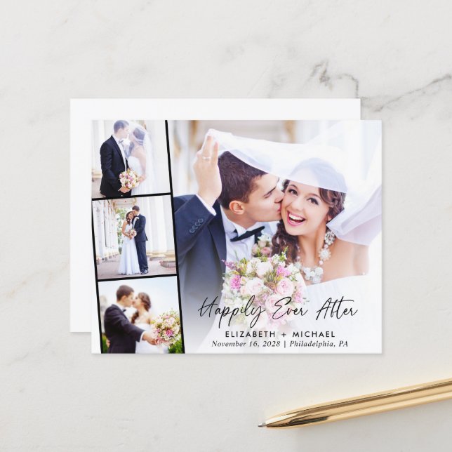 Budget 4 Réception de mariage photo Invitation (Devant/Arrière en situation)