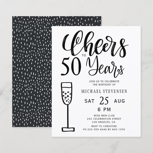 Budget 50 ans anniversaire invitation (Devant / Derrière)