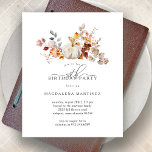 BUDGET 50e anniversaire Citrouille Automne Fleurs<br><div class="desc">Moderne et élégant citrouille blanc et fleurs d'automne design floral. La palette d'aquarelle douce est un mélange sophistiqué de rose tendre et de jaune et de marron doré foncé et riche. Les feuilles d'automne entourent le citrouille blanc pour un spectacle spécial d'automne. Parfait pour votre fête d'anniversaire d'automne.</div>