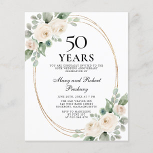 Budget 50e anniversaire de la fête Invitation flor