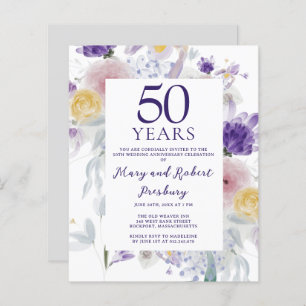 Budget 50e anniversaire du Mariage Invitation flor