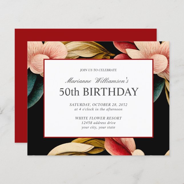 Budget 50e anniversaire Feminine VINTAGE FLEURS (Devant / Derrière)