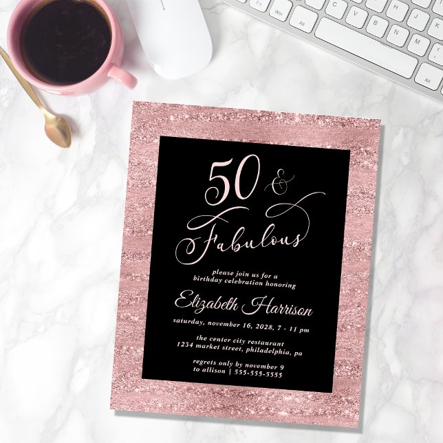 Budget 50e anniversaire fête Elégant Rose Gold (Créateur téléchargé)