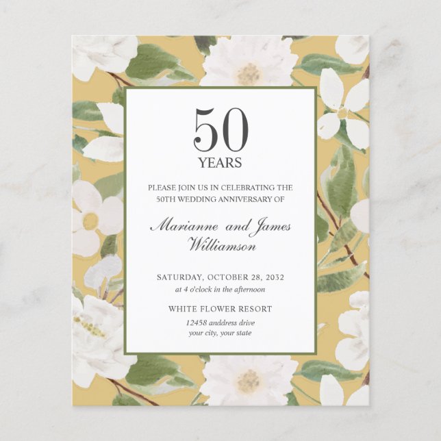 Budget 50e anniversaire Fleurs blanches jaune (Devant)