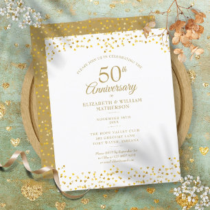 Budget 50e Anniversaire Golden Hearts Invitation