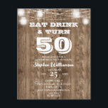 Budget 50e anniversaire Grange Bois Manger Boire e<br><div class="desc">Mangez Boire et Tourner 50 rustique Country Grange Bois avec collier de lumières maçonnerie jar lanterns design,  facile à personnaliser avec les modèles mis en place pour vous.</div>