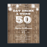 Budget 50e anniversaire Grange Bois Manger Boire e<br><div class="desc">Mangez Boire et Tourner 50 rustique Country Grange Bois avec collier de lumières maçonnerie jar lanterns design,  facile à personnaliser avec les modèles mis en place pour vous.</div>