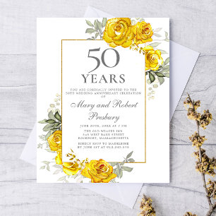 Budget 50e anniversaire Invitation florale jaune