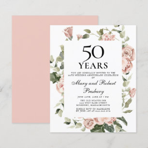 Budget 50e anniversaire Invitation florale rose