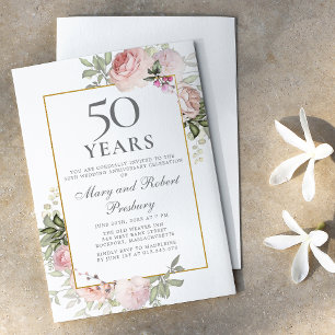 Budget 50e anniversaire Invitation florale rose