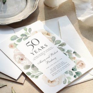 Budget 50e anniversaire Invitation Flore blanche