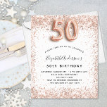 Budget 50e anniversaire rose or blanc invitation<br><div class="desc">Pour un 50ème anniversaire élégant. Un arrière - plan blanc. Décoré d'or rose, de faux parties scintillant rose, brille. Personnalisez et ajoutez un nom, ainsi que les détails du parti. Le nom est écrit avec un script de style écrit à la main, numéro 50 avec des polices de style ballon....</div>
