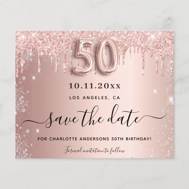 Budget 50e anniversaire rose parties scintillant e (Devant)