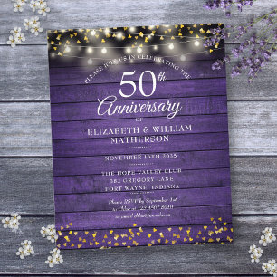 Budget 50e anniversaire Rustic Gold Hearts Invitat