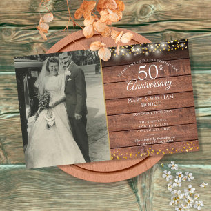 Budget 50e anniversaire Rustic Photo Invitation