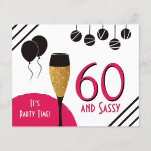 Budget 60 Sassy Artsy Pink Black Gold Invitation
