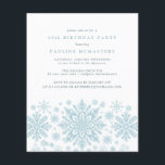 BUDGET 60e anniversaire Bleu Snowflake Invitation<br><div class="desc">Des flocons de neige bleu très élégants créent une jolie bordure le long du fond de cette invitation à l'anniversaire adulte. Moderne et minimaliste,  le design est ouvert et aéré. L'esthétique contemporaine plaira à tous les âges.</div>