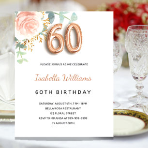 Budget 60e anniversaire floral rose d'or eucalyptu