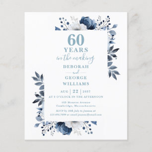 Budget 60e anniversaire Mariage Invitation floral
