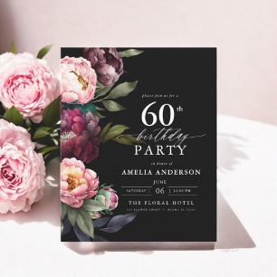Budget 60e anniversaire Moody Floral Invitation